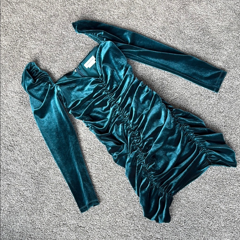 Lovers + Friends Blue Ruched One Shoulder Dress